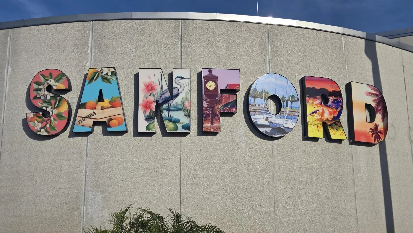 Painted SANFORD letters on a wall in downtown Sanford, Florida